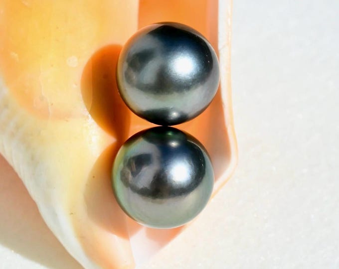 10mm Dark Charcoal Tahitian Pearl Studs: Solid 18K Gold, Natural Black Pearl Earrings, Minimalist Fine Jewelry