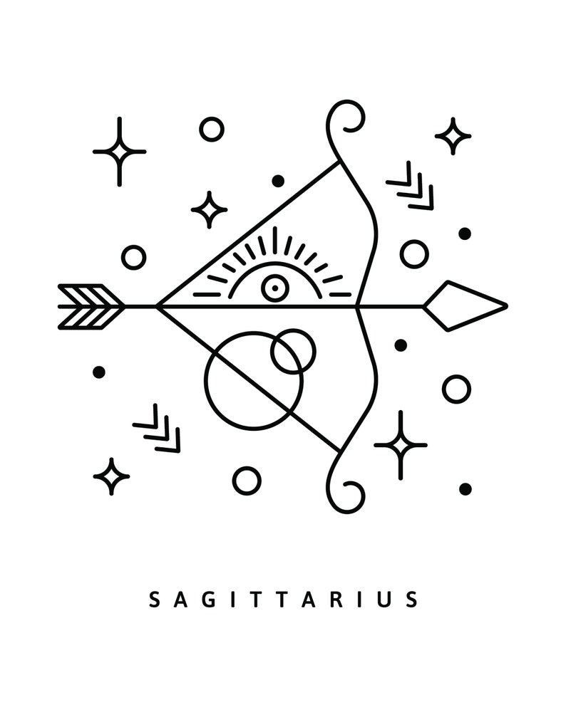Sagittarius Zodiac Print Zodiac Sign Astrology Gifts for | Etsy