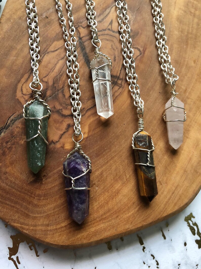 ONE Crystal Necklace Rose Quartz Clear Quartz Amethyst Etsy