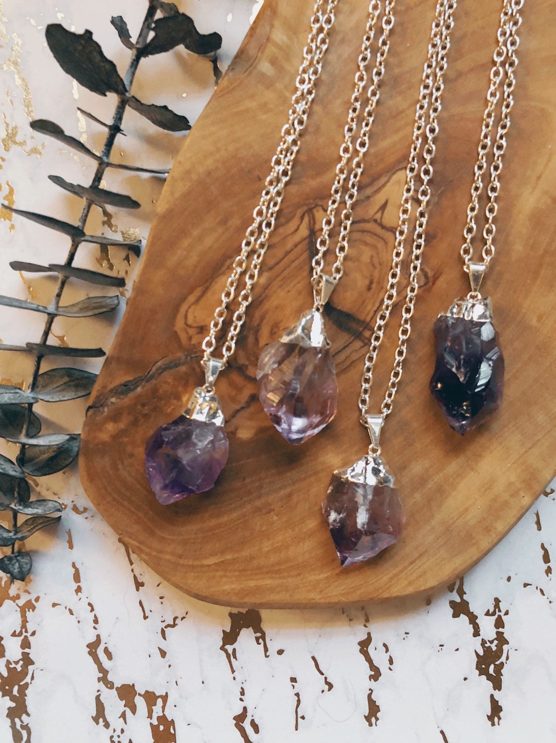 Raw Amethyst Necklace Healing Crystal Jewelry Bohemian | Etsy
