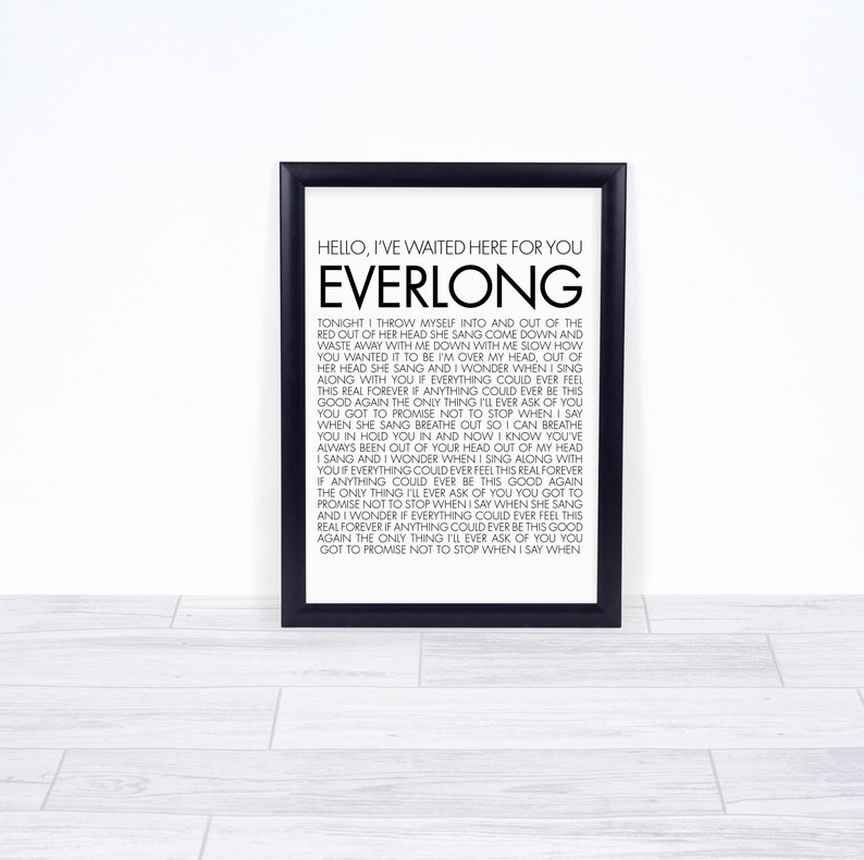 Everlong Foo Fighters Print Everlong Lyrics Dave Grohl | Etsy