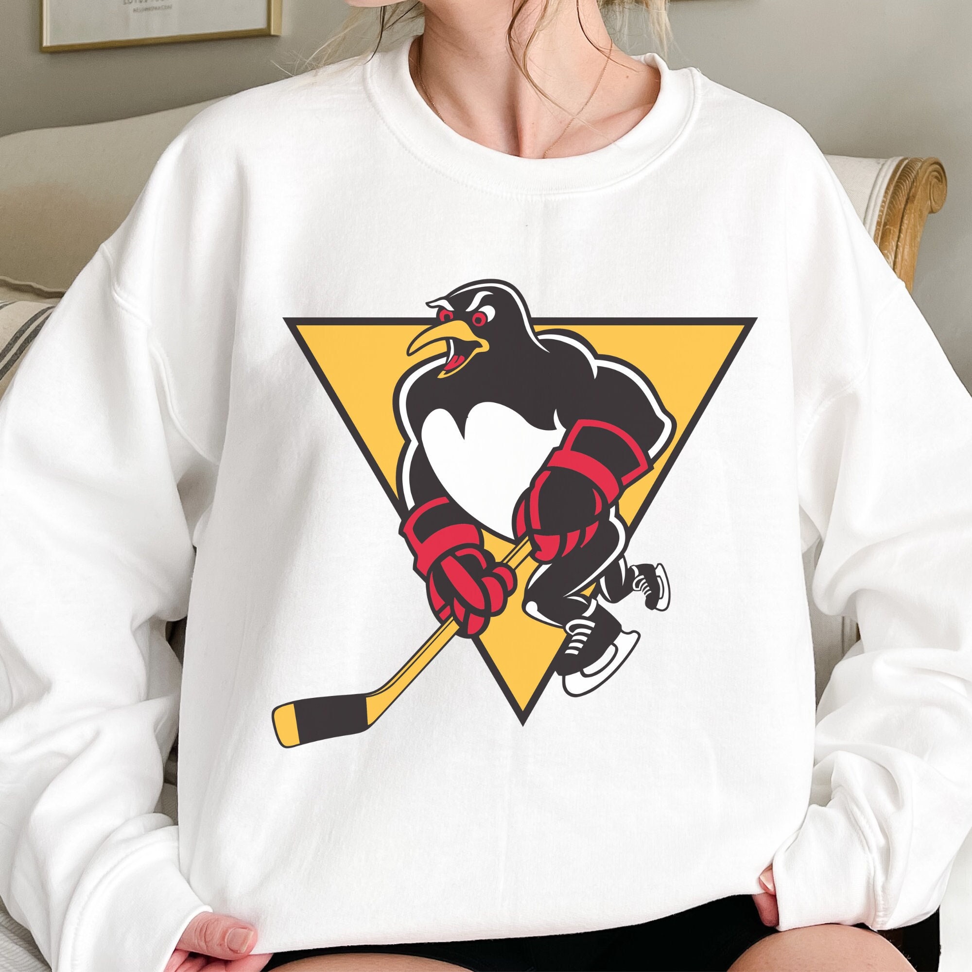 Throwback Pittsburgh Penguins Ice Hockey Crewneck Retro Style Unisex  Sweatshirt