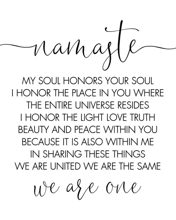 Namaste Sign My Soul Honors Your Soul We Are One Digital | Etsy