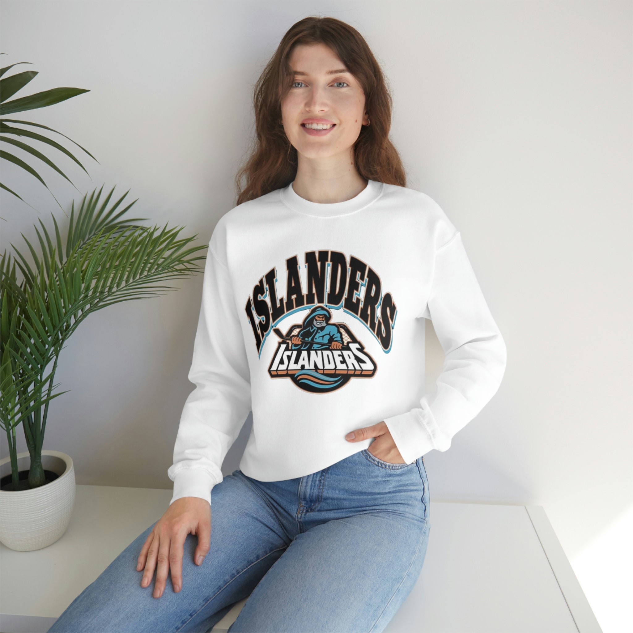 N€W York Islanders Fisherman Varsity Crewneck Sweatshirt  Retro Islanders  Shirt, Vintage Distressed Hockey Sweater, N€W York Isles Pullover Designed  & Sold By Tring Tee