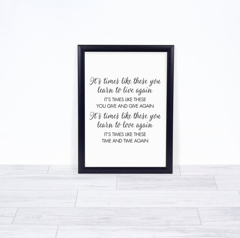 Times Like These Foo Fighters Lyrics Digital Download Etsy Espa a