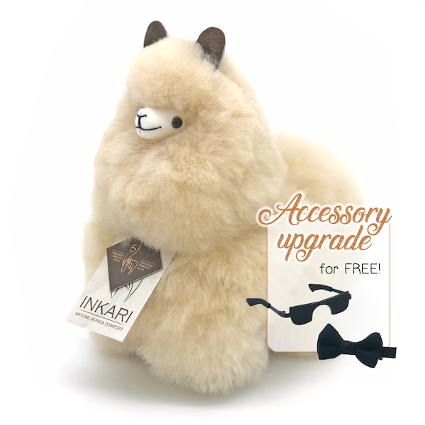Alpaca Stuffed Animal - Fairtrade Gift - 23 cm - Small - Blond - Handmade in Peru – Hypoallergenic - Unique Alpaca Toy