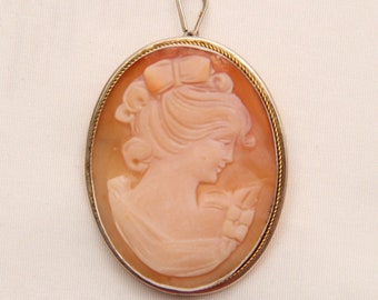 Victorian Style Cameo Brooch/Pendant Set in Sterling Silver