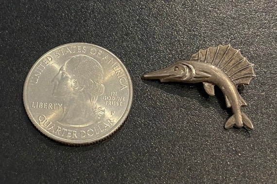 Vintage Sterling Silver Swordfish Lapel Pin - image 5