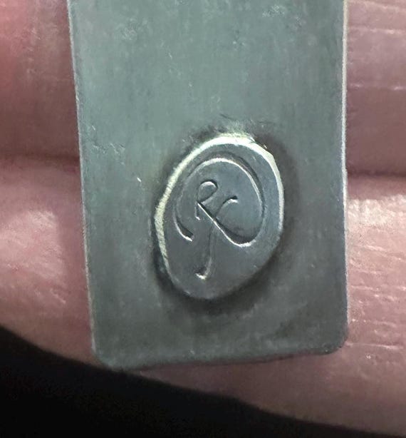 Vintage Silver Rectangular Signed "Dragonflies" P… - image 6