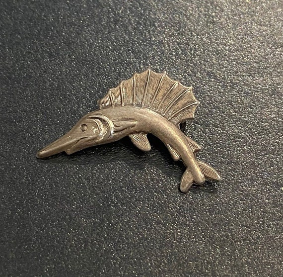 Vintage Sterling Silver Swordfish Lapel Pin - image 1