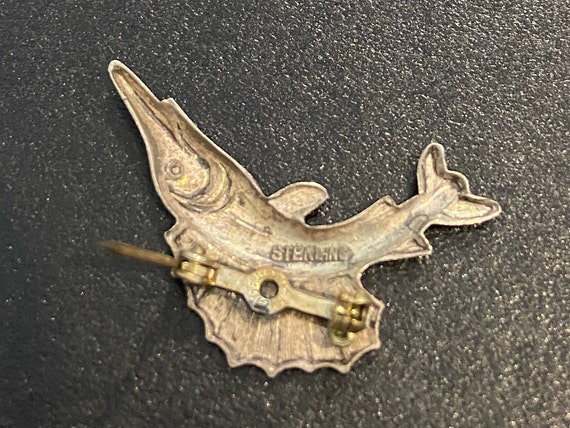 Vintage Sterling Silver Swordfish Lapel Pin - image 4