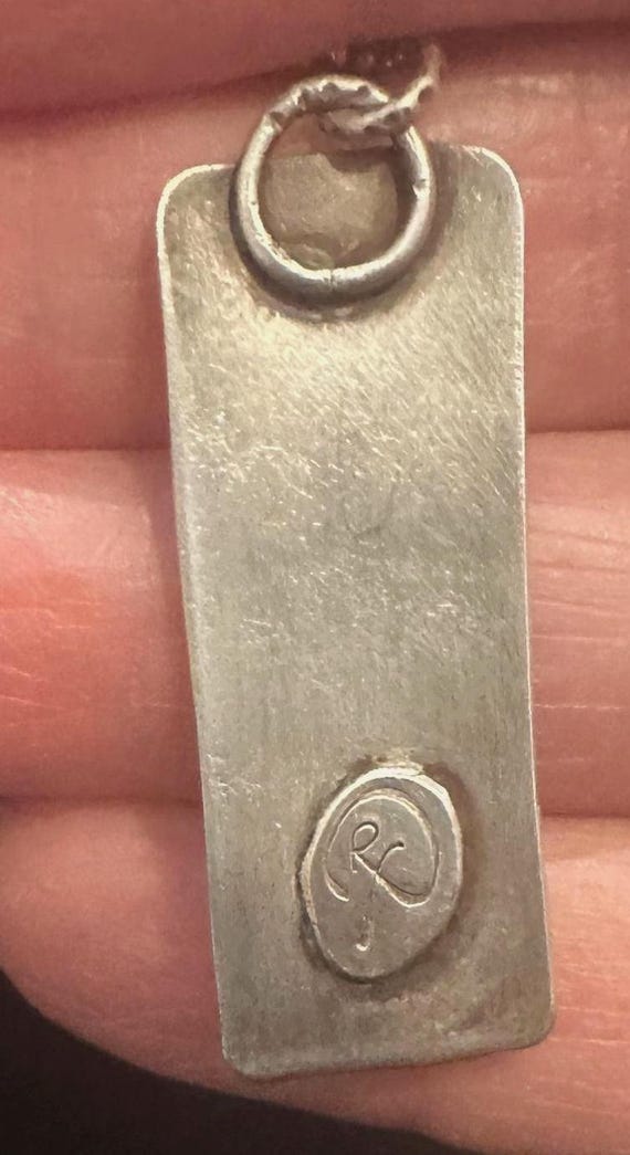 Vintage Silver Rectangular Signed "Dragonflies" P… - image 5