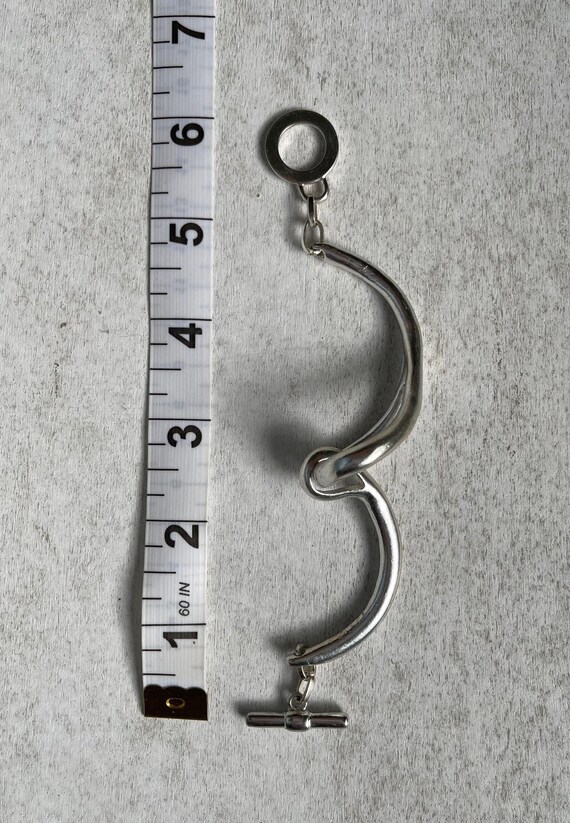 Vintage Silver Tone Interlocking Loop Bangle Brac… - image 5