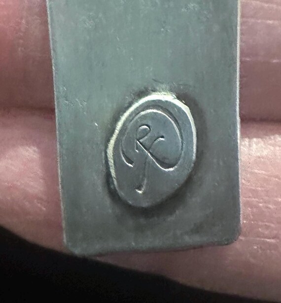 Vintage Silver Rectangular Signed "Dragonflies" P… - image 6