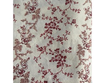 Vintage Cottage Core Floral Queen Size Flaches Blatt rote Blüten Blumen Elfenbein