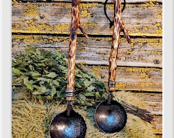 Louche de sauna rustique + crochet de suspension
