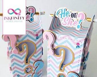 Gender Reveal Shaker Favor Box Cutting File - DXF and SVG fpr Cameo and Cricut