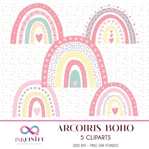 Cliparts Boho Rainbows Pastel Colors - PNG
