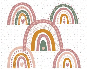 Cliparts Boho Rainbows Pastel Colors - PNG