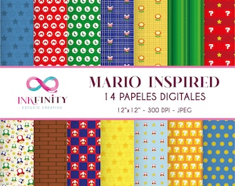 Papeles Digitales Mario - Mario Inspired Digital Papers - Papéis Digitais Mario