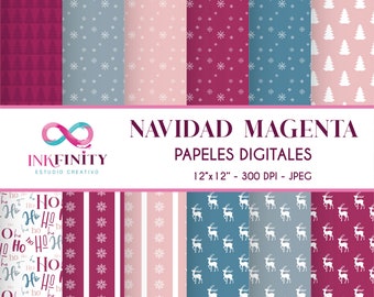 Magenta Christmas Digital Papers