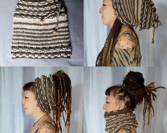 Bonnet pour dreads realisé entièrement à la main, au crochet !