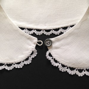 Removable white collar in vintage cotton sheet lined with a handmade spindle lace croquet for women image 8