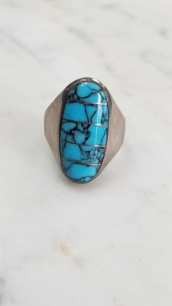 Inlaid Turquoise and Sterling Ring