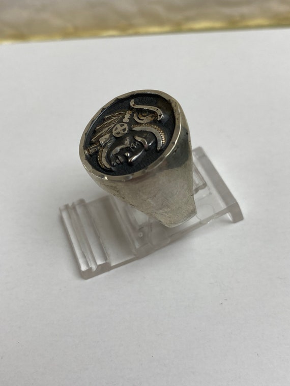 Sterling Silver Native American Intaglio Ring - image 2