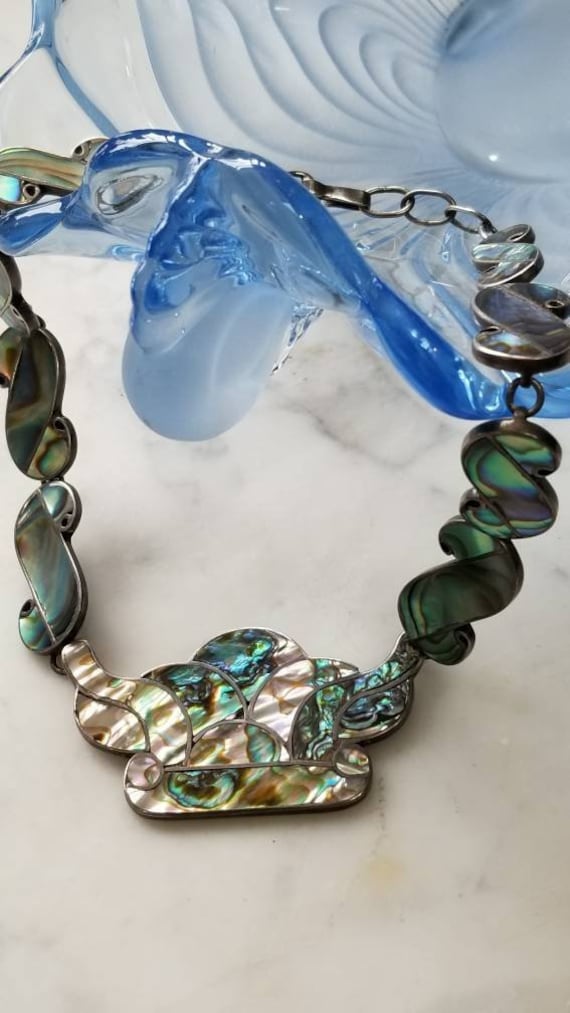 Vintage abalone and Sterling necklace