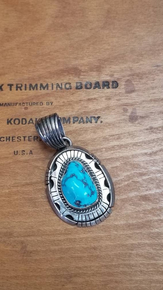 Ornate Turquoise Sterling Pendant