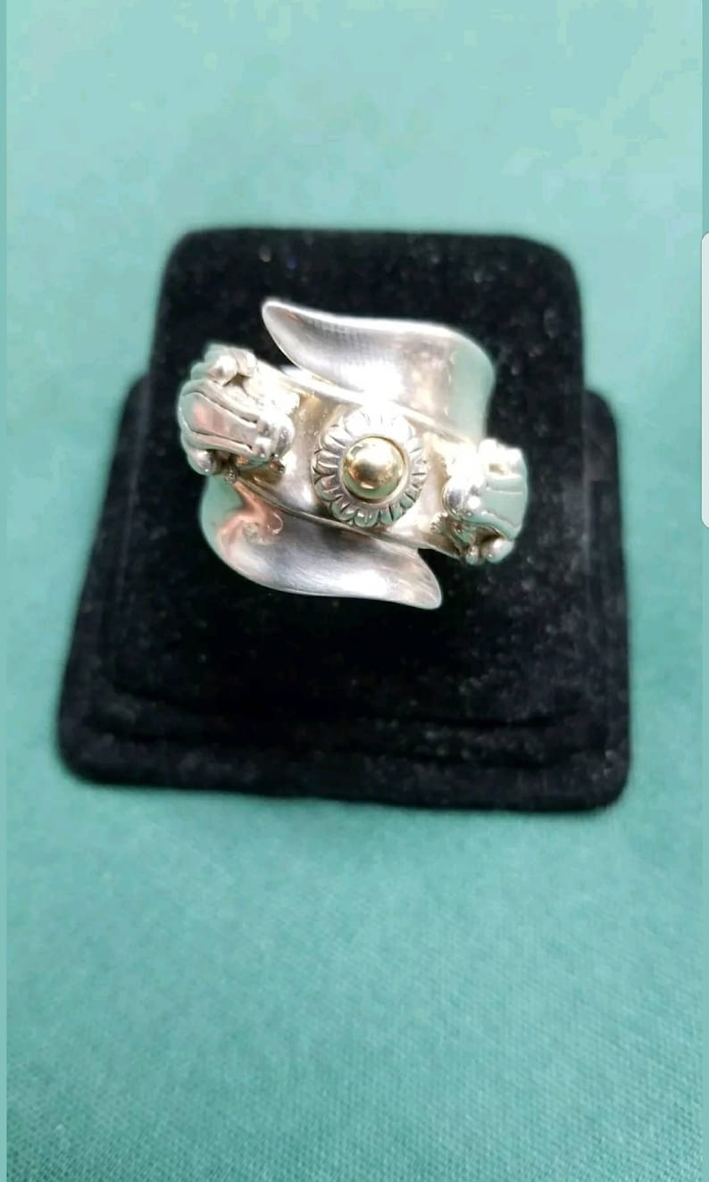 Barry Kieselstein cord Sterling14kt yellow gold ring Size 6.5