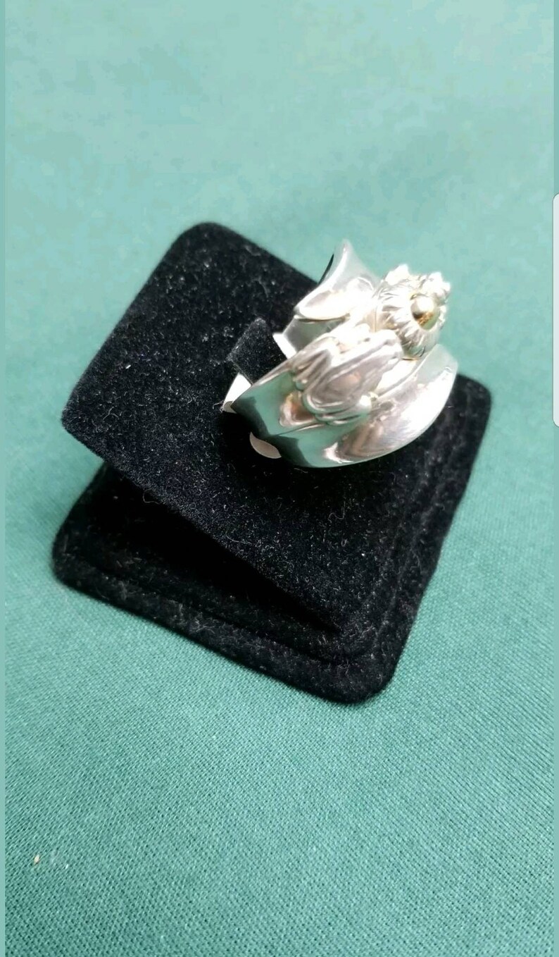 Barry Kieselstein cord Sterling14kt yellow gold ring Size 6.5