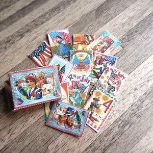 Kit de cartes et boîte du 4 juillet ~ Assemblage requis ~ Miniatures de maison de poupée