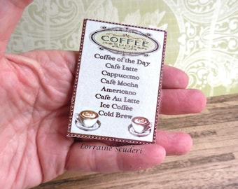 Coffee Shoppe Menu Board ~ Dollhouse Miniature