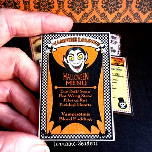 Halloween Vampire Lounge Menu Board ~ Dollhouse Miniature