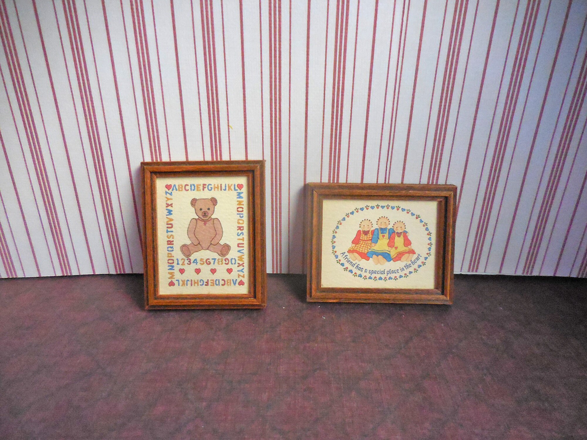 Country teddy Bear Sampler, Country Friends  Prints ~ Dollhouse Miniatures