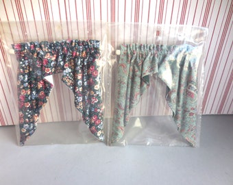 Melody Jane Dollhouse Miniature Curtains - 1:12 Scale Country Balloon Style, White Window Accessory