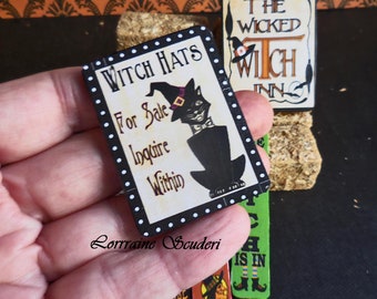 Witch Hats ~ Halloween Sign ~ Dollhouse Miniature
