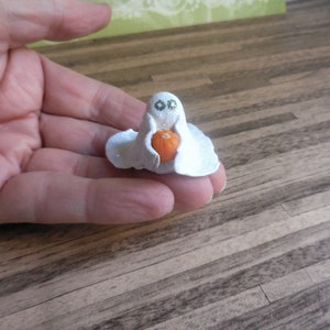 Dollhouse Glitter Ghost and Pumpkin Miniature ~ Handmade