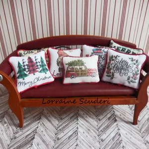 Dollhouse Miniature ~ Christmas Holiday Pillows ~  Hand Made