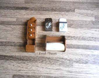 Planter Shelf, Salt Cellar, Paper Towel ~ Fred Thum ~ Dollhouse Miniatures
