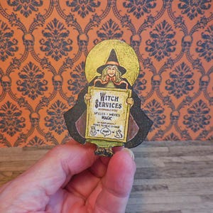 Halloween Witch Services Sign, Spells, Hexes, Magic, Dollhouse Miniature