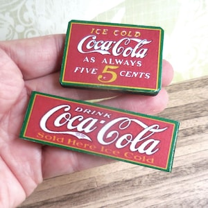 Red Coke Signs ~ Vintage Style ~ Dollhouse Miniature