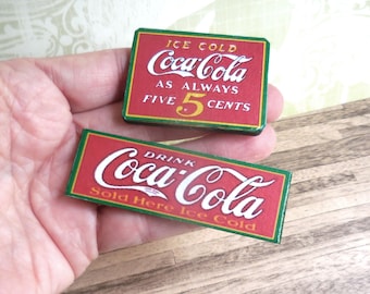 Red Coke Signs ~ Vintage Style ~ Dollhouse Miniature