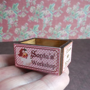 Santa&#39;s Workshop Christmas Crate ~ Dollhouse Miniature ~ Wood