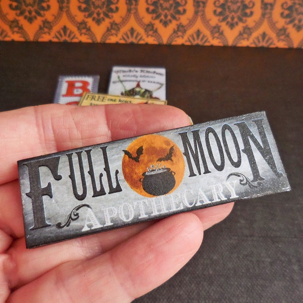 Full Moon Apothecary ~ Halloween Signs~ Dollhouse Miniatures