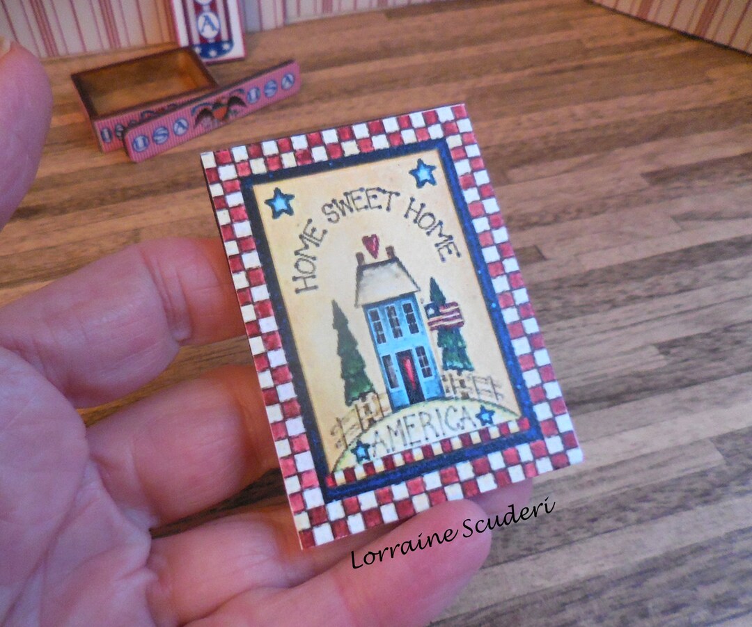 Home Sweet Home America Sign Dollhouse Miniature Etsy