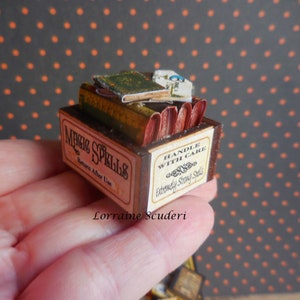 Caisse et livres de sorts magiques d’Halloween ~ Miniature de maison de poupée