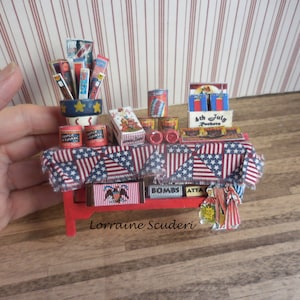 4th of July ~ Independence Day ~ Fireworks Table ~ Dollhouse Miniatures